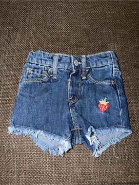 Old Navy Girls Denim Shorts with Strawberry Patch - Blue